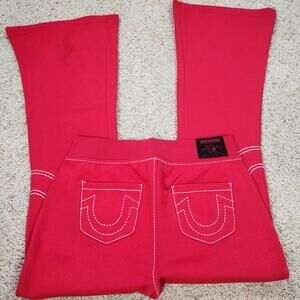 NEW True Religion Pull-On Flare Jeans Red Anniversary Medium